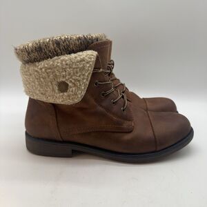 Cliffs By White Mountain Duena Sock Lined Bootie Women's 8.5M Brown Lace Up Boot